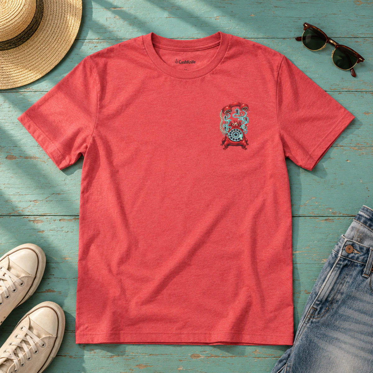Endless Ride | Heather Red Psychedelic Pop Surrealism Unisex T-Shirt