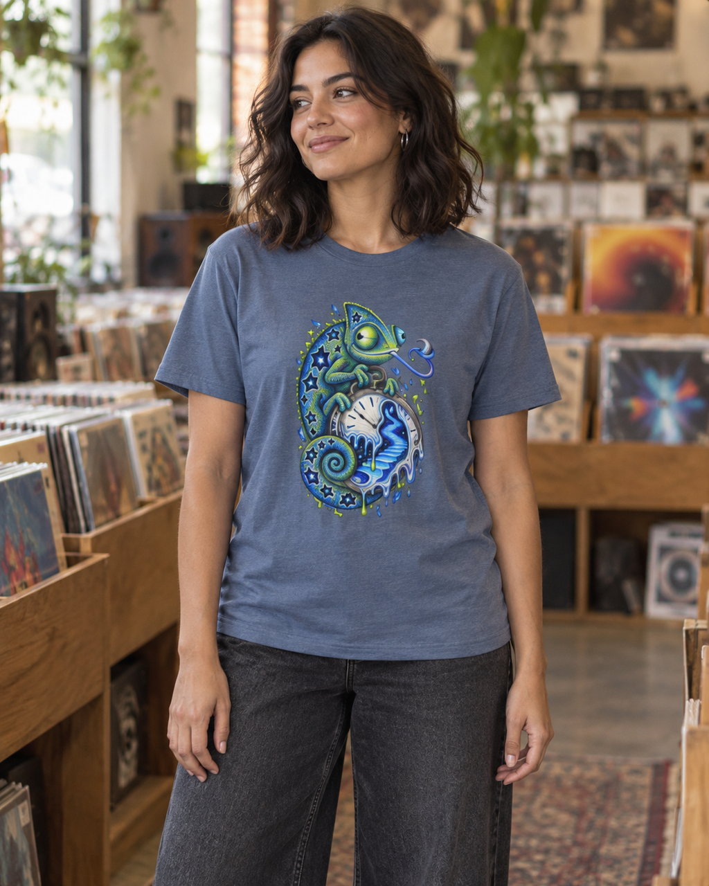 Borrowed Seconds | Heather Indigo Psychedelic Pop Surrealism Unisex T-Shirt