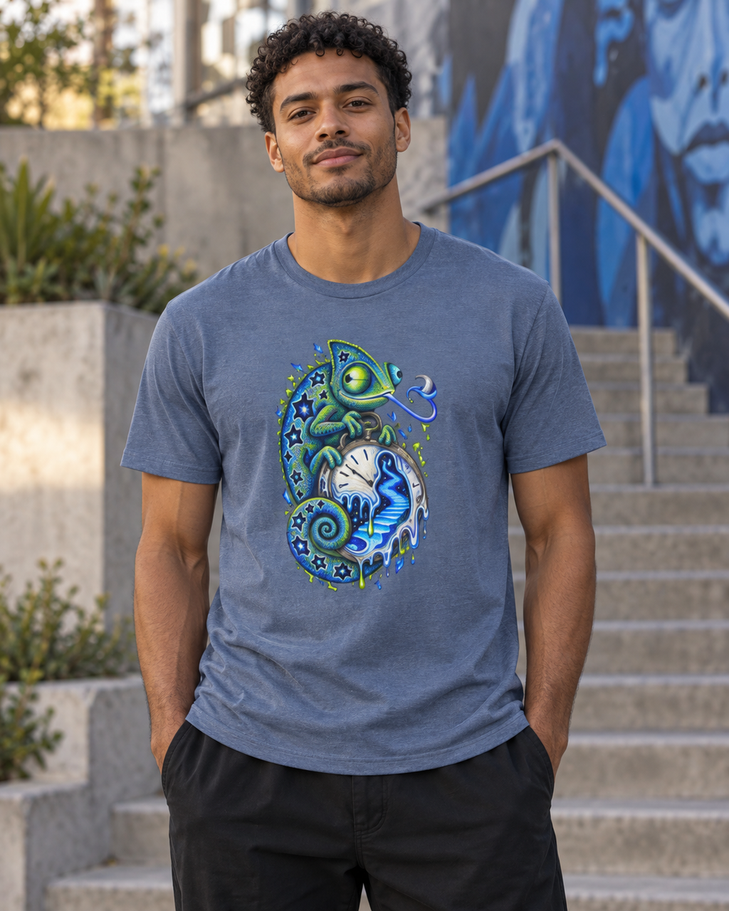 Borrowed Seconds | Heather Indigo Psychedelic Pop Surrealism Unisex T-Shirt