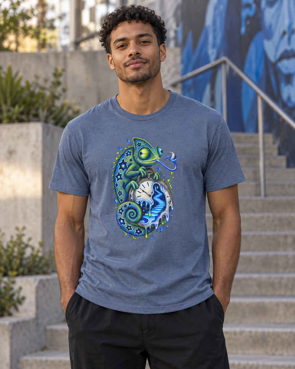 Borrowed Seconds | Heather Indigo Psychedelic Pop Surrealism Unisex T-Shirt