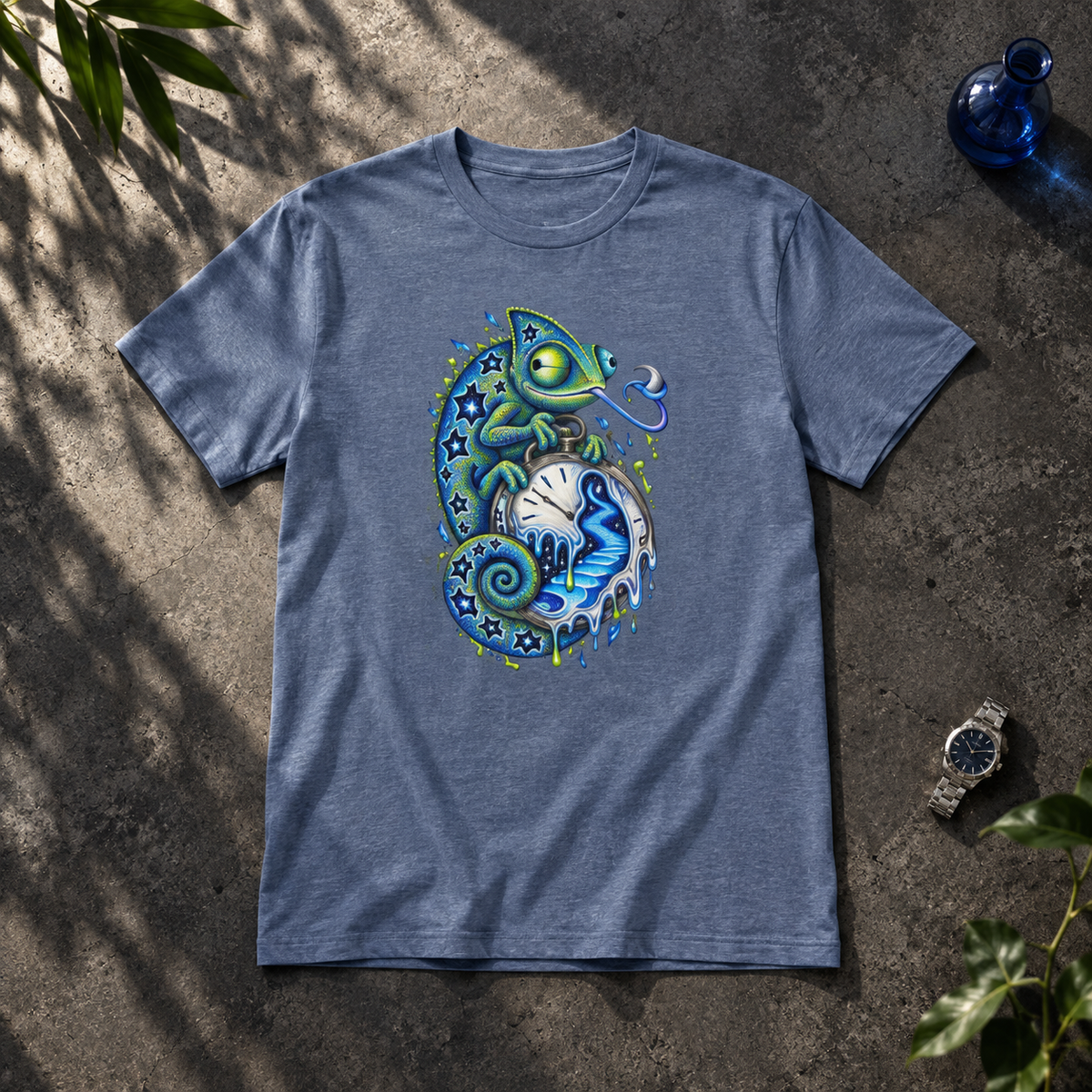 Borrowed Seconds | Heather Indigo Psychedelic Pop Surrealism Unisex T-Shirt