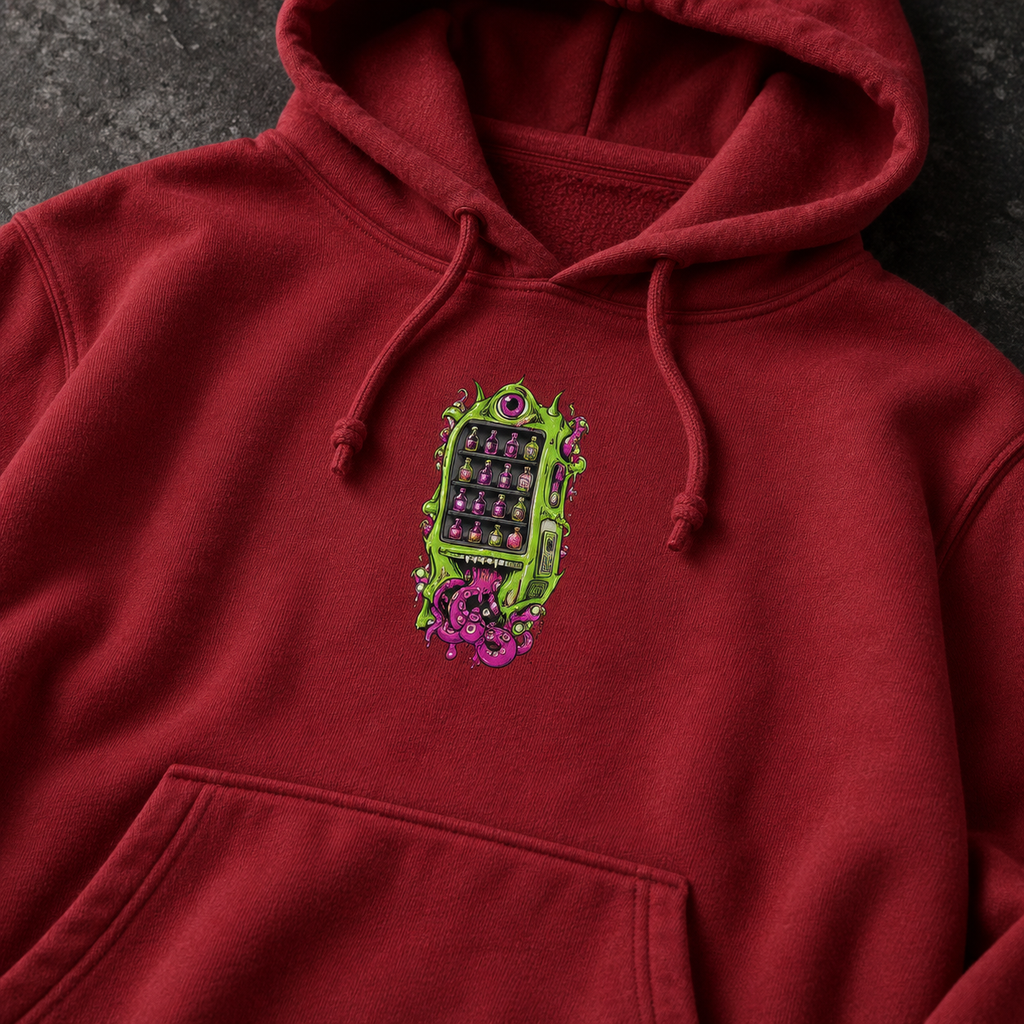 Dream Dispenser | Antique Cherry Red Psychedelic Pop Surrealism Unisex Hooded Sweatshirt