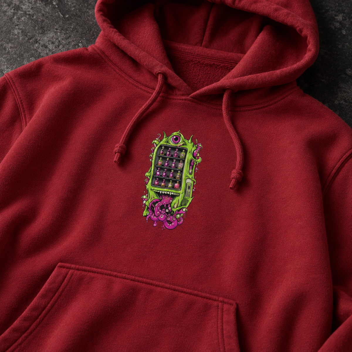 Dream Dispenser | Antique Cherry Red Psychedelic Pop Surrealism Unisex Hooded Sweatshirt