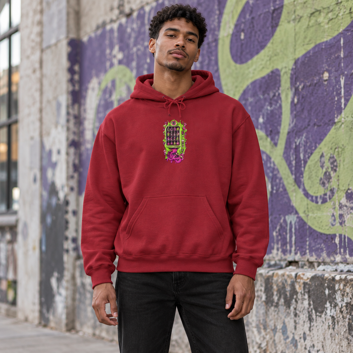 Dream Dispenser | Antique Cherry Red Psychedelic Pop Surrealism Unisex Hooded Sweatshirt