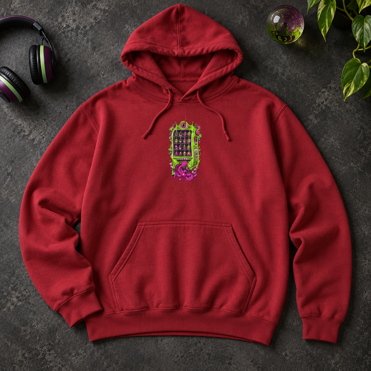 Dream Dispenser | Antique Cherry Red Psychedelic Pop Surrealism Unisex Hooded Sweatshirt