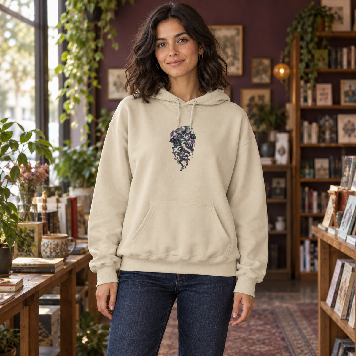 Lunar Marionette | Sand Psychedelic Pop Surrealism Unisex Hooded Sweatshirt