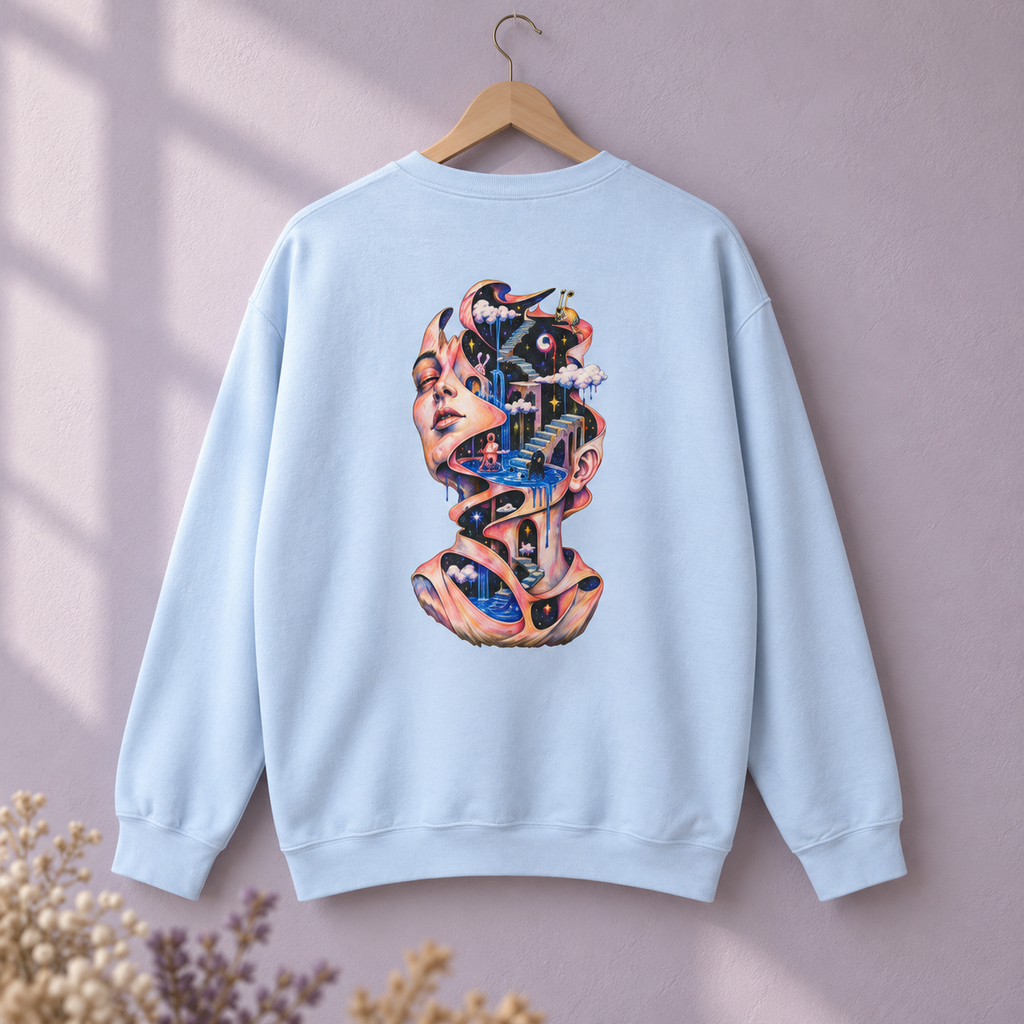 Inside Out | Light Blue Psychedelic Pop Surrealism Unisex Crew Neck Sweatshirt