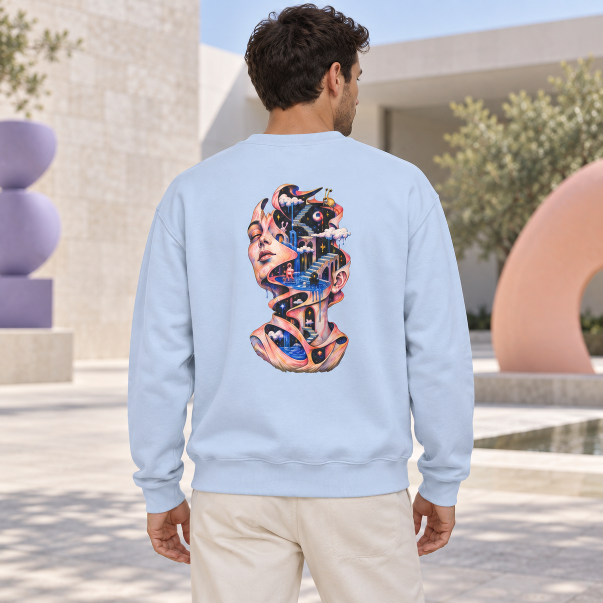 Inside Out | Light Blue Psychedelic Pop Surrealism Unisex Crew Neck Sweatshirt