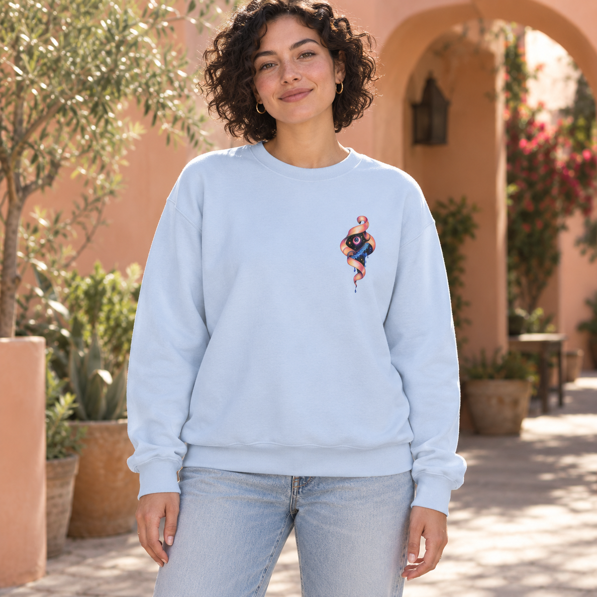 Inside Out | Light Blue Psychedelic Pop Surrealism Unisex Crew Neck Sweatshirt