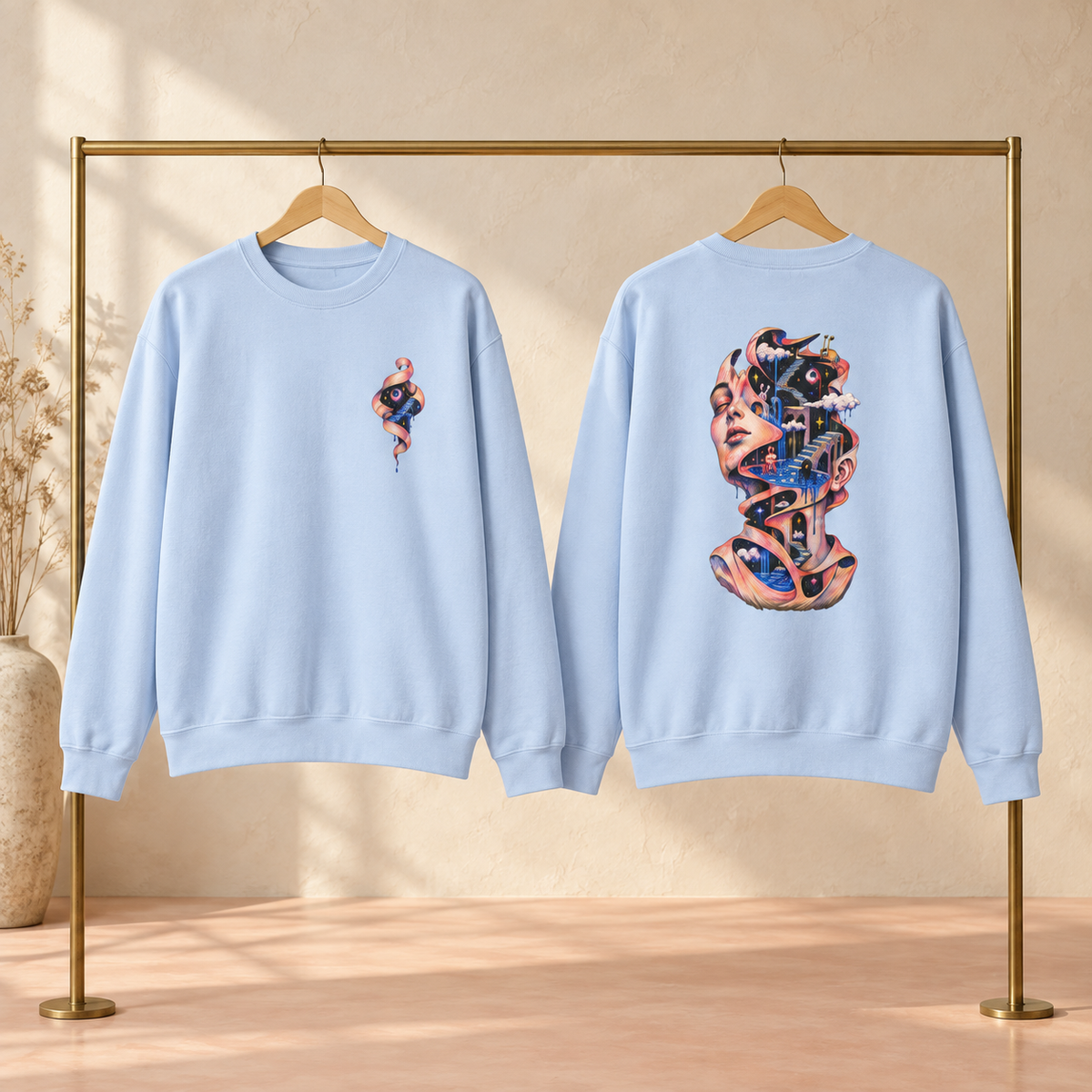 Inside Out | Light Blue Psychedelic Pop Surrealism Unisex Crew Neck Sweatshirt