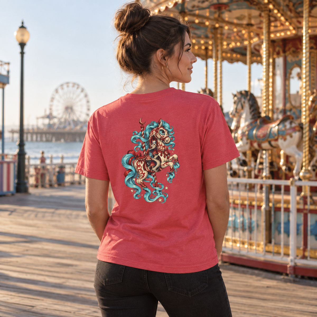 Endless Ride | Heather Red Psychedelic Pop Surrealism Unisex T-Shirt